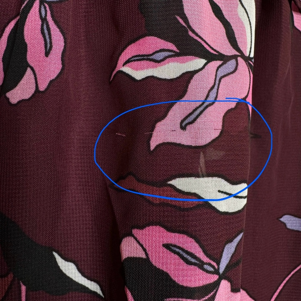 Lane Bryant Blouse Dark Floral Sheer Cranberry Plum Plus Purple Burgundy Size 18 - Picture 16 of 16